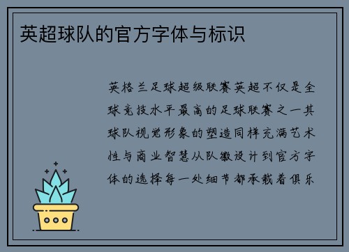 英超球队的官方字体与标识
